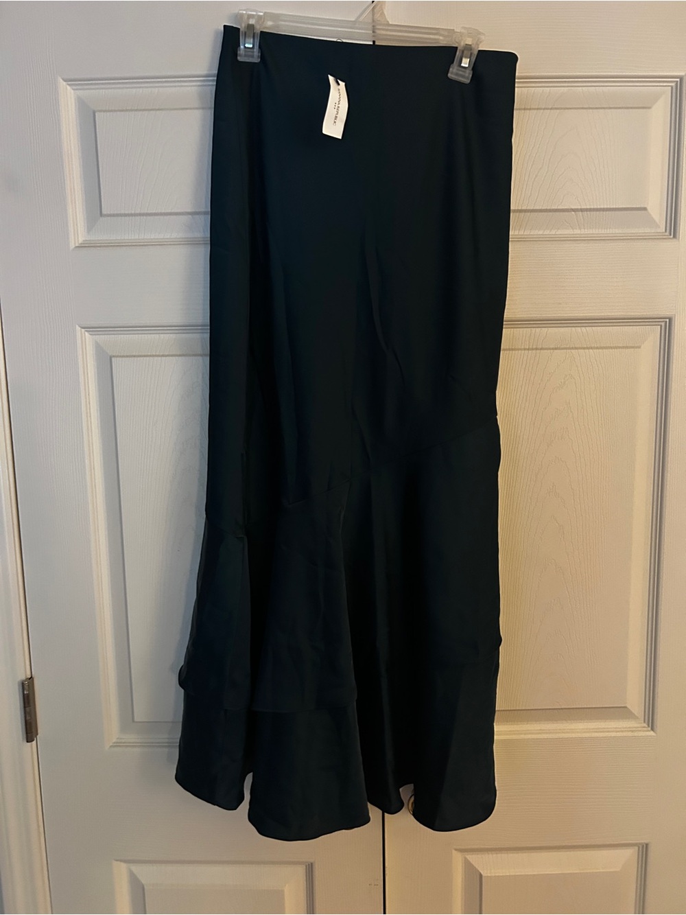 Dark Green Flowy Women's Skirt - Elegant Tiered Design
